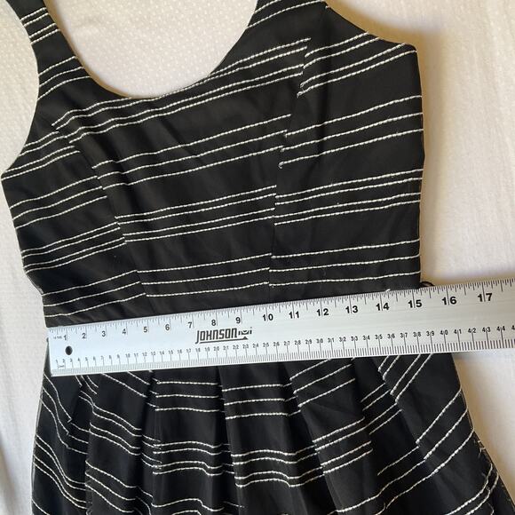 Bcbgeneration Women Dress 10 Black Striped Fit & Flare Zipper Sleeveless - Picture 6 of 10